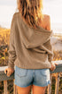 Zipper V-Neck Dropped Sleeve Hooded Solid Sweater